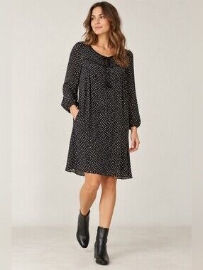 A.P.C. Rue Madame Paris Dress Relaxed Fit US 4 FR 34 Black Cream Viscose French